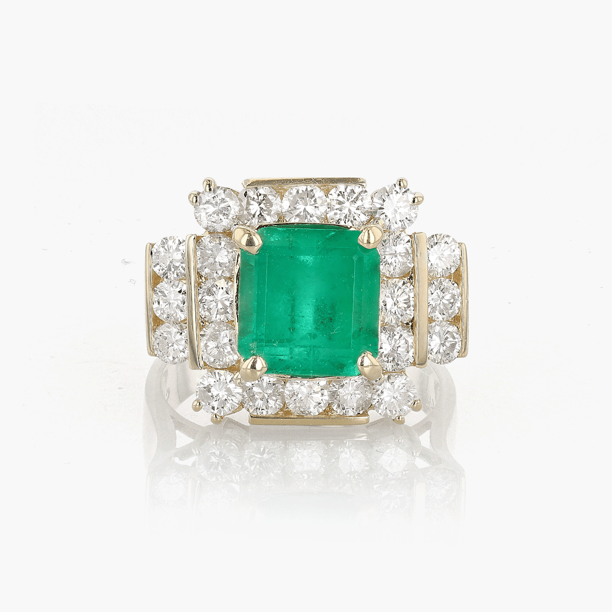 Gold, Emerald, and Diamond Ring
