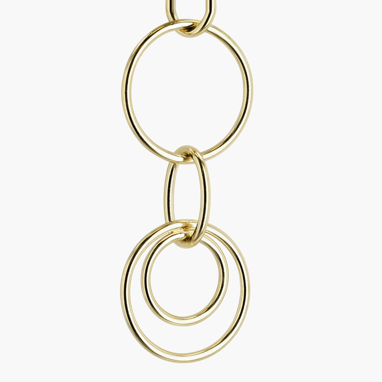 18k Yellow Gold 34 Inch Circle and Oval Link Necklace