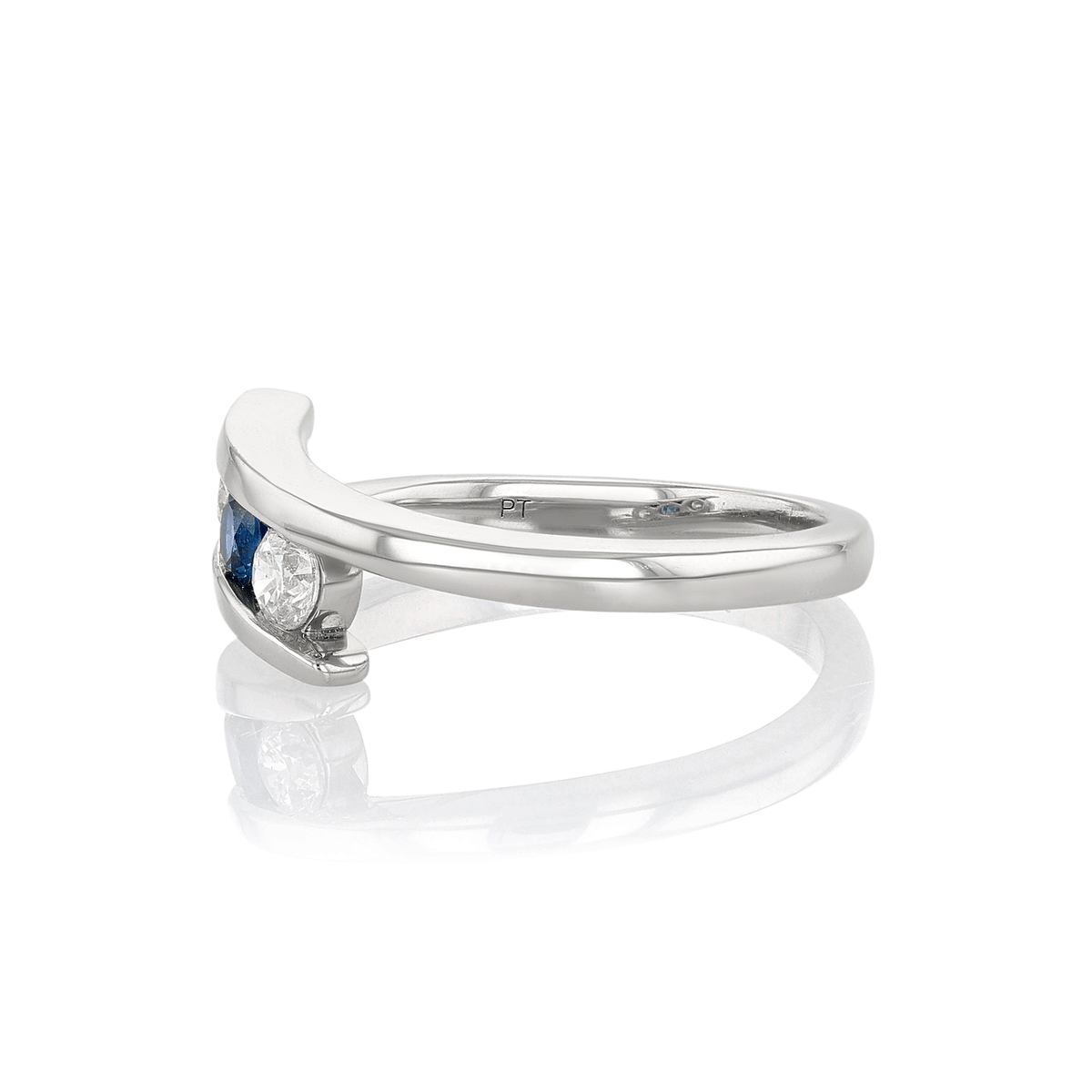 Platinum, Sapphire, and Diamond Bypass Ring