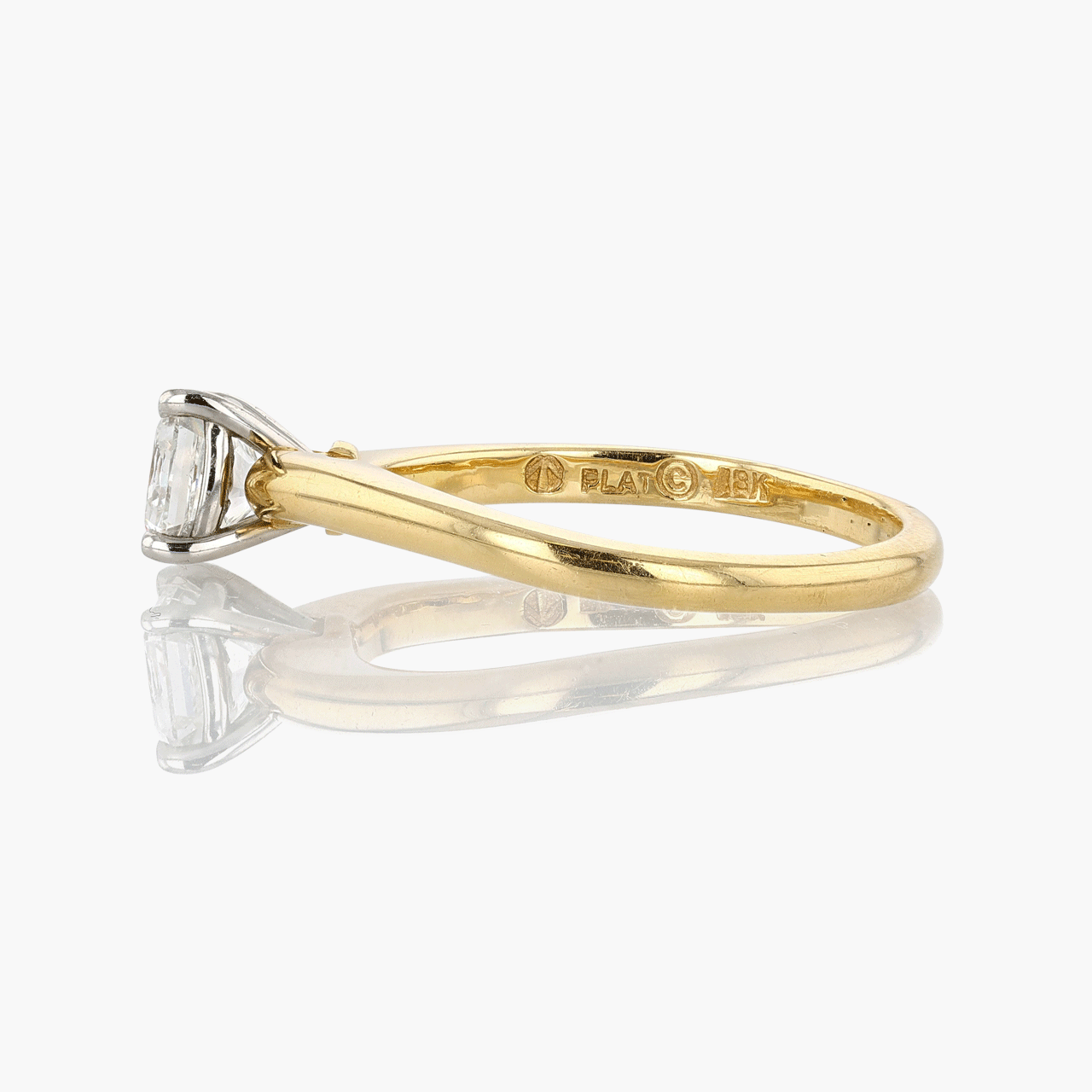 Vintage Platinum & 18Kt Radiant Cut Diamond Ring