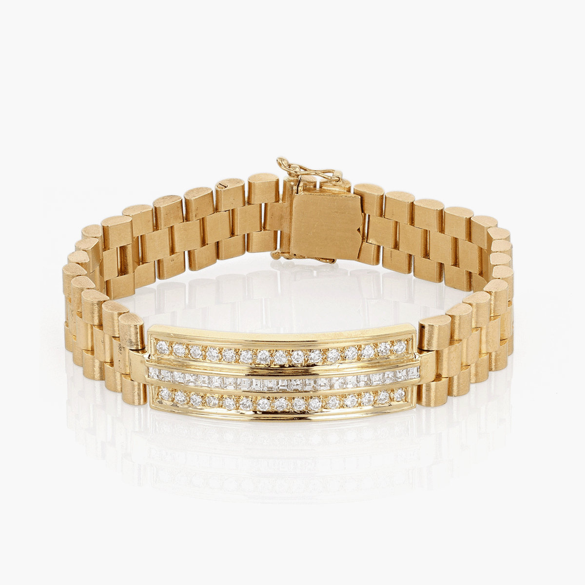 Gold and Diamond Men's Link Bracelet