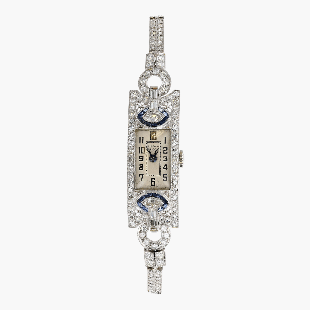 Antique Platinum, Diamond, and Sapphire Cocktail Watch