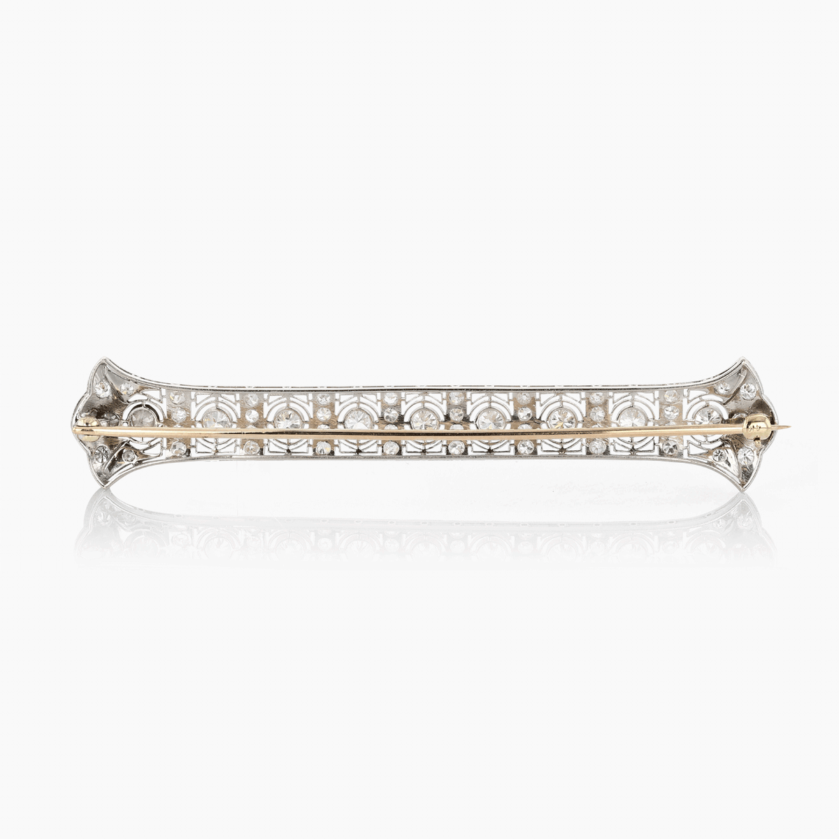 Antique Platinum, Gold, and Old Cut Diamond Bar Pin