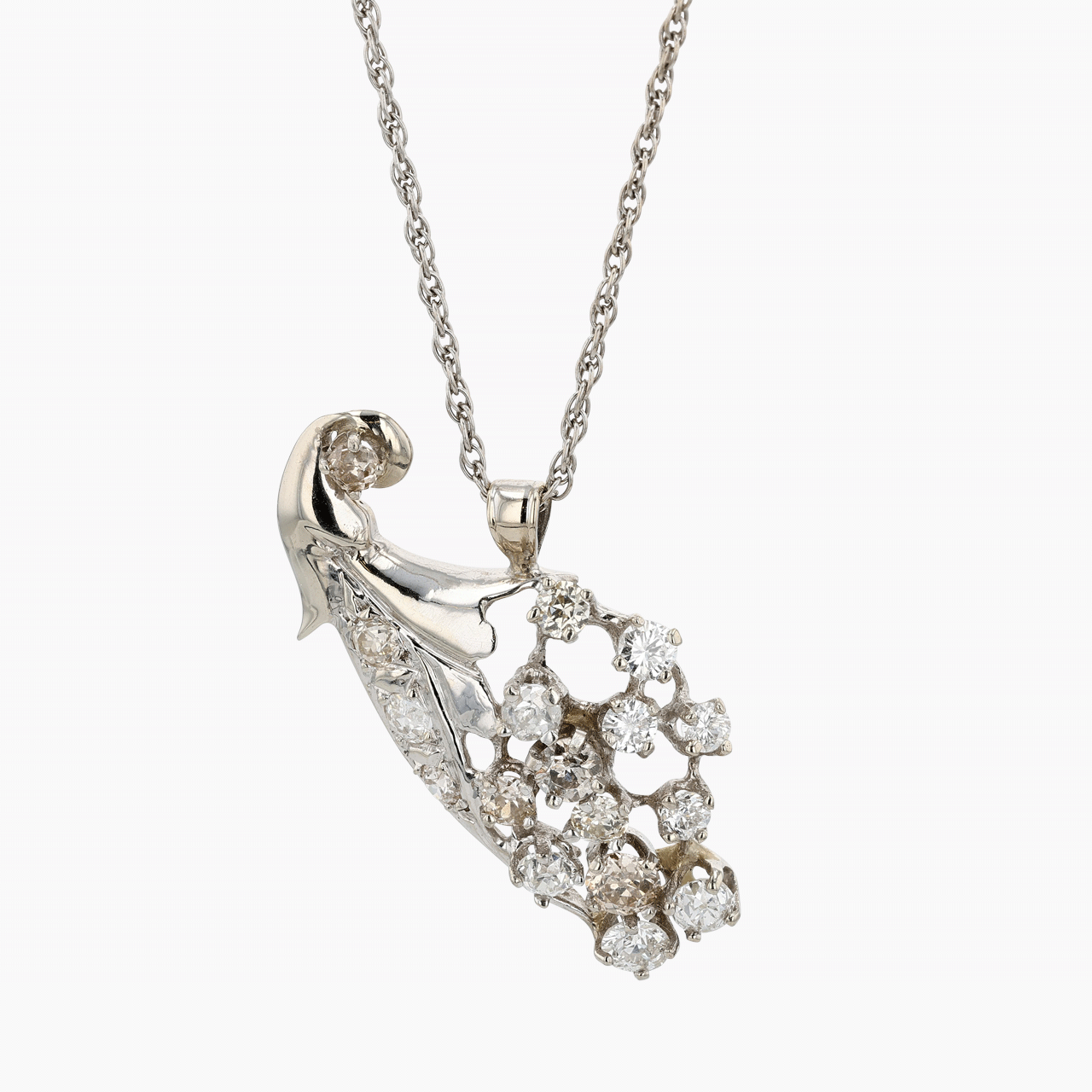 White Gold and Diamond Cornucopia Spray Pendant
