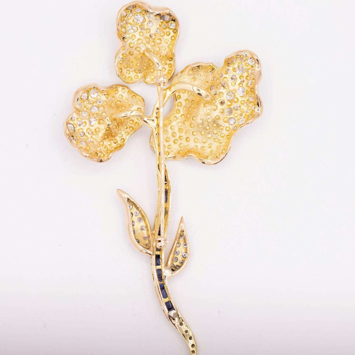 Floral Brooch W/ Pave Set Petals