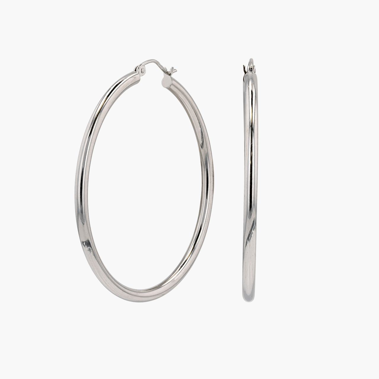 White  Gold Tube Gold Hoop Earrings