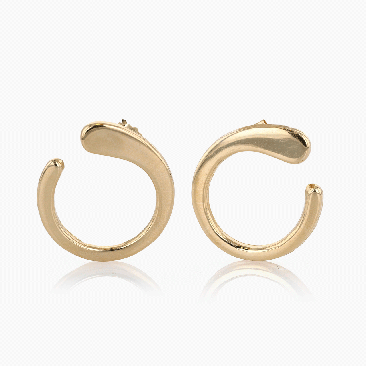 Gold High Polish Circle Swirl Earrings
