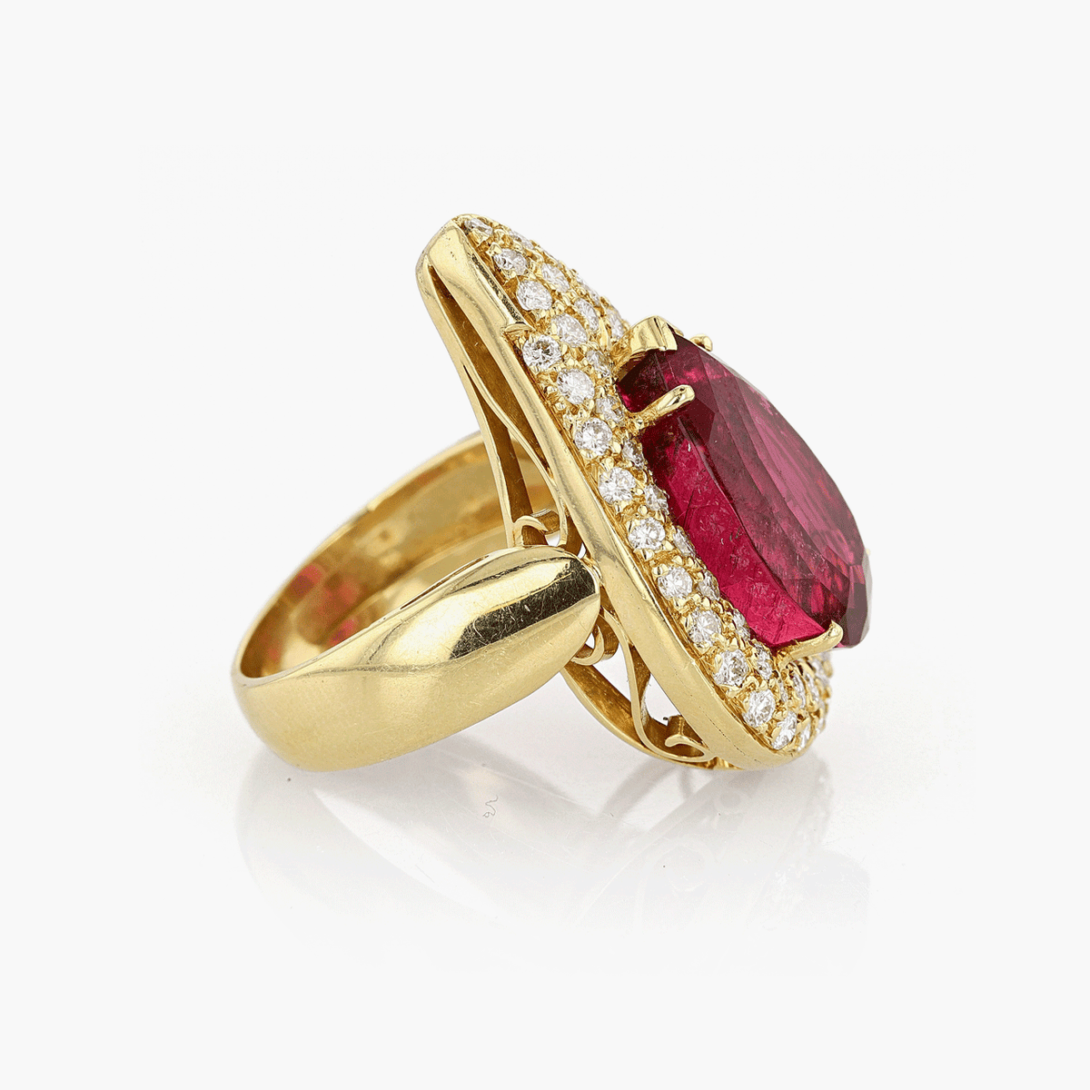 Gold, Diamond, and Rubellite Ring