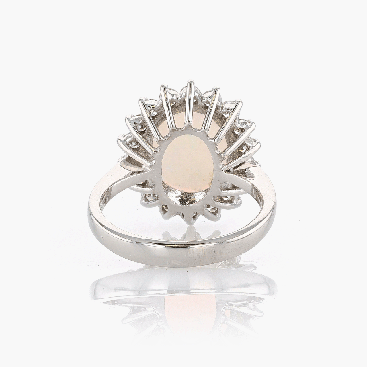 White Gold, Opal, and Diamond Ring