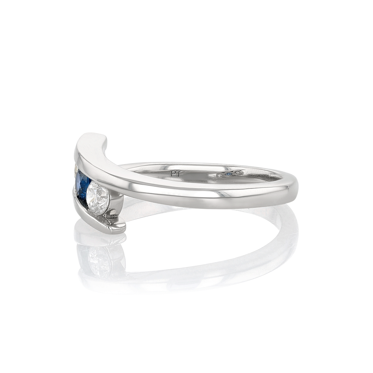 Platinum, Sapphire, and Diamond Bypass Ring