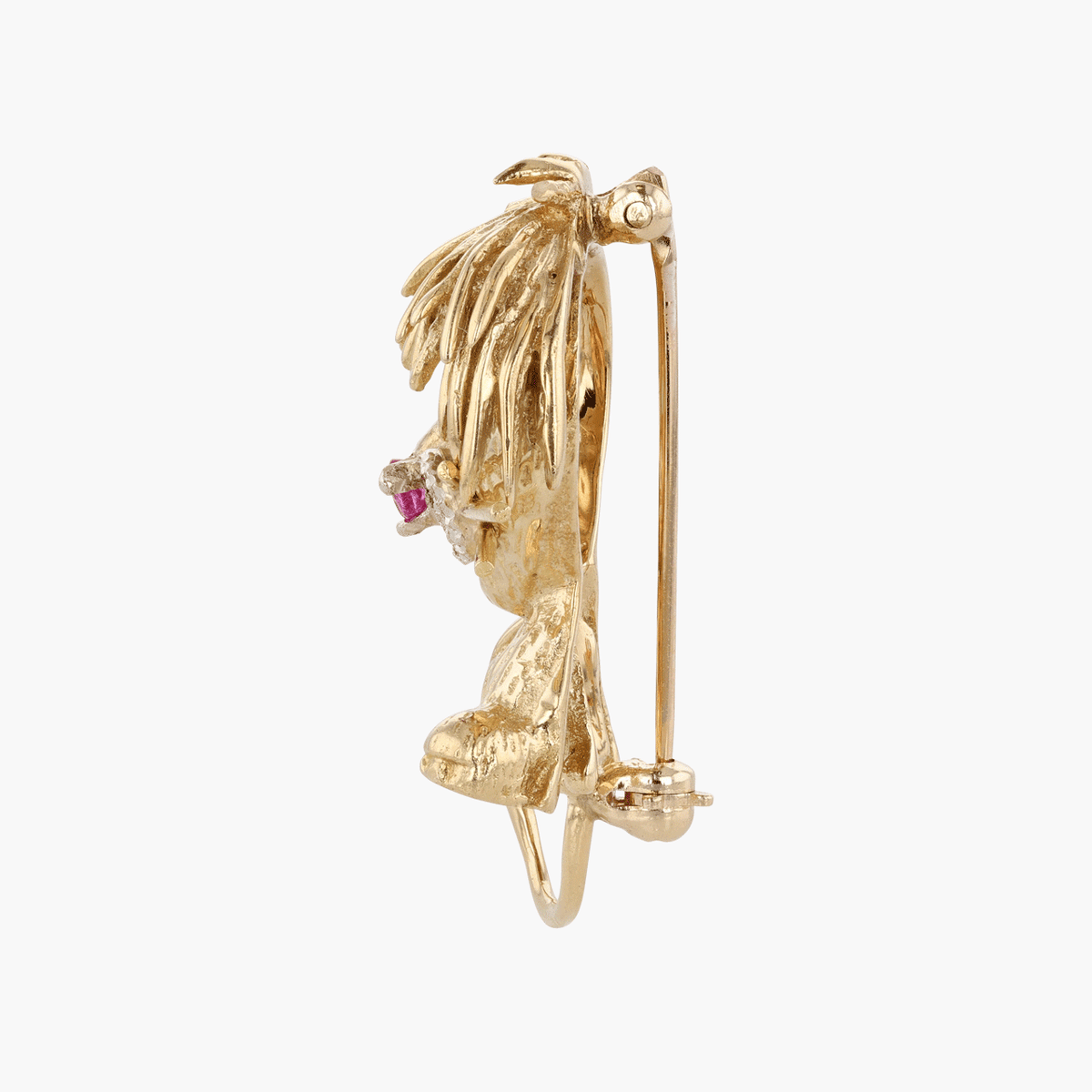 Gold, Diamond, Emerald, and Ruby Lion Brooch