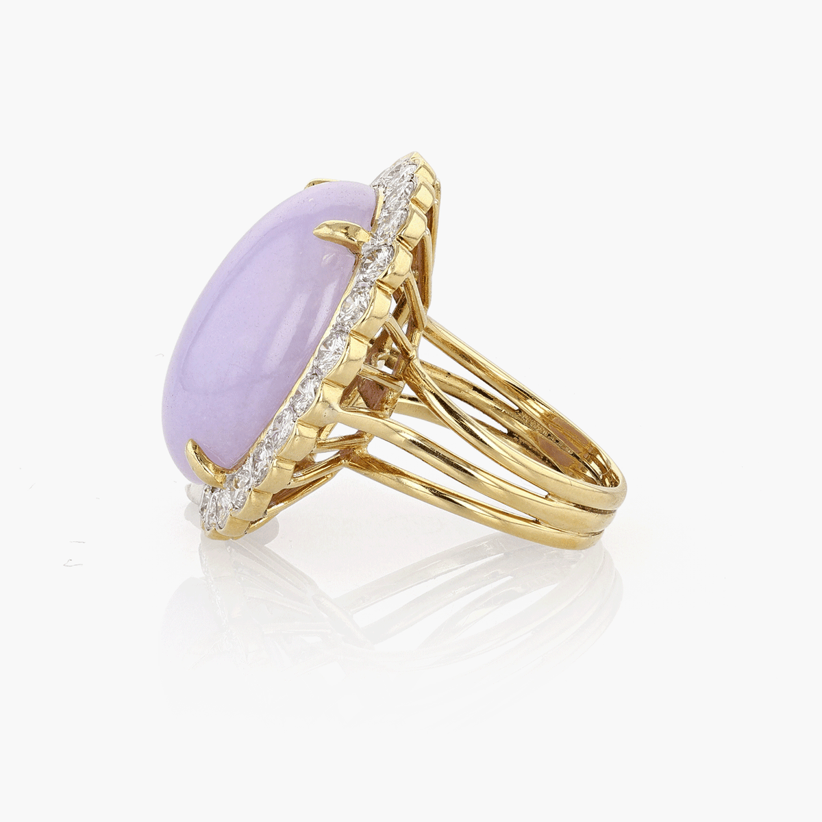 Gold, Diamond, and Lavender Jade Ring