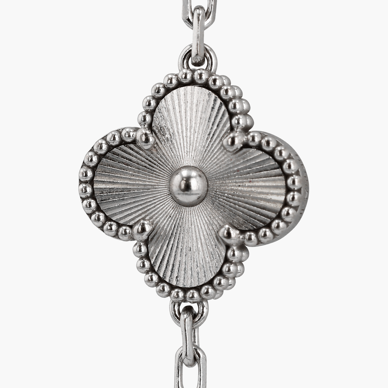 Van Cleef & Arpels White Gold Guilloche 5 Motif Alhambra Bracelet