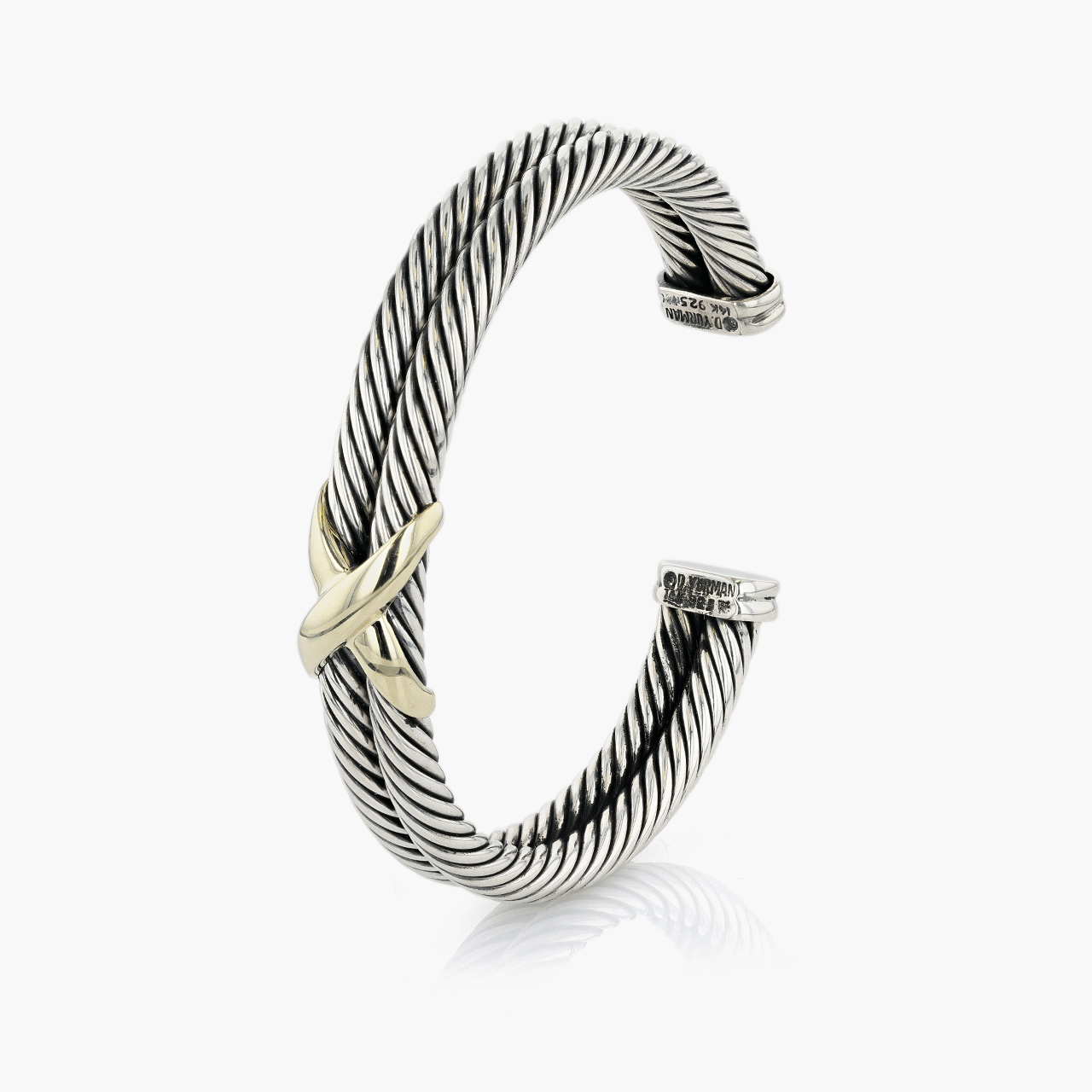 Silver and Gold David Yurman X-Motif Cuff Bracelet