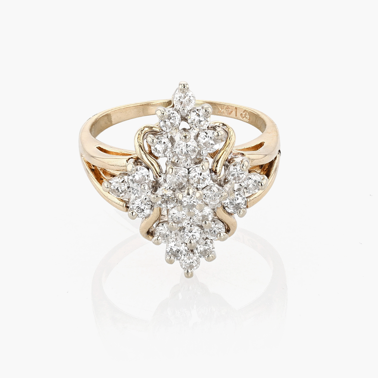 Gold, White Gold, and Diamond Cluster Ring