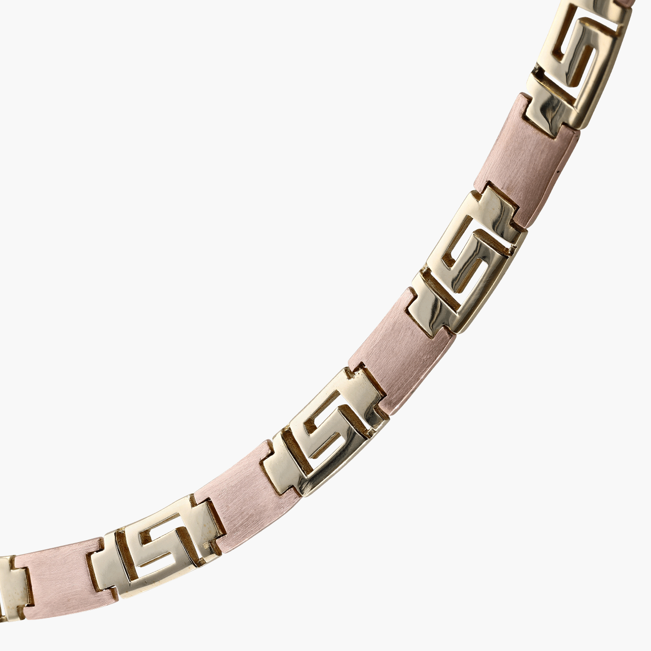 14k Gold Greek Key Motif Necklace and Bracelet