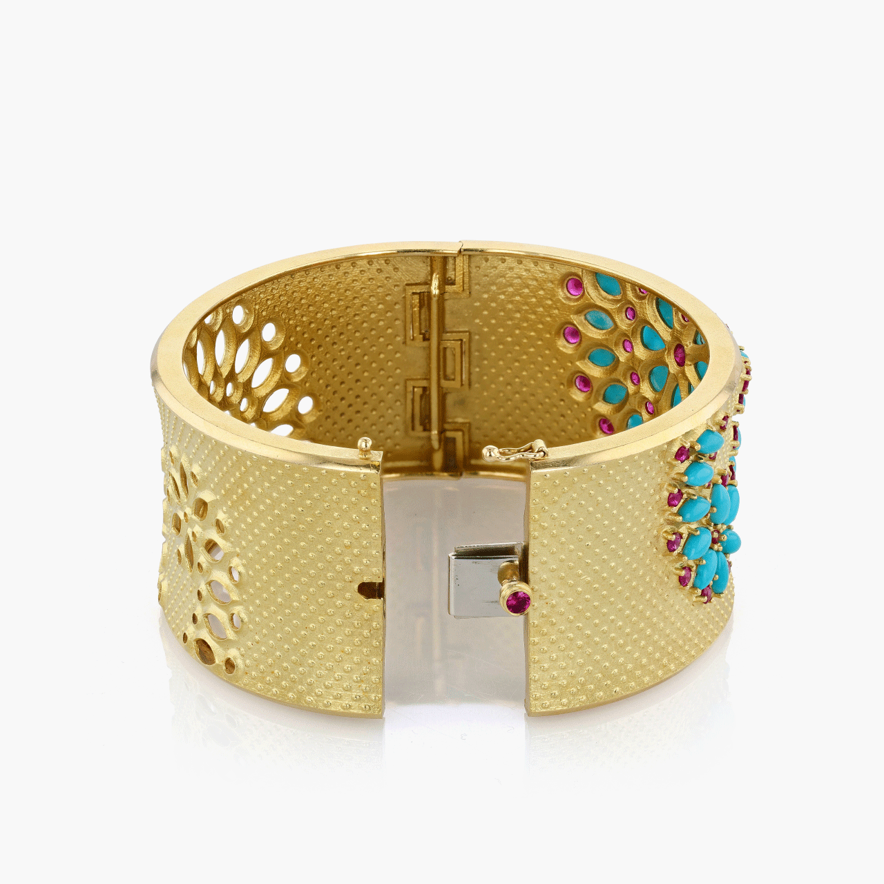 Paul Morelli Gold, Turquoise, and Ruby Bracelet