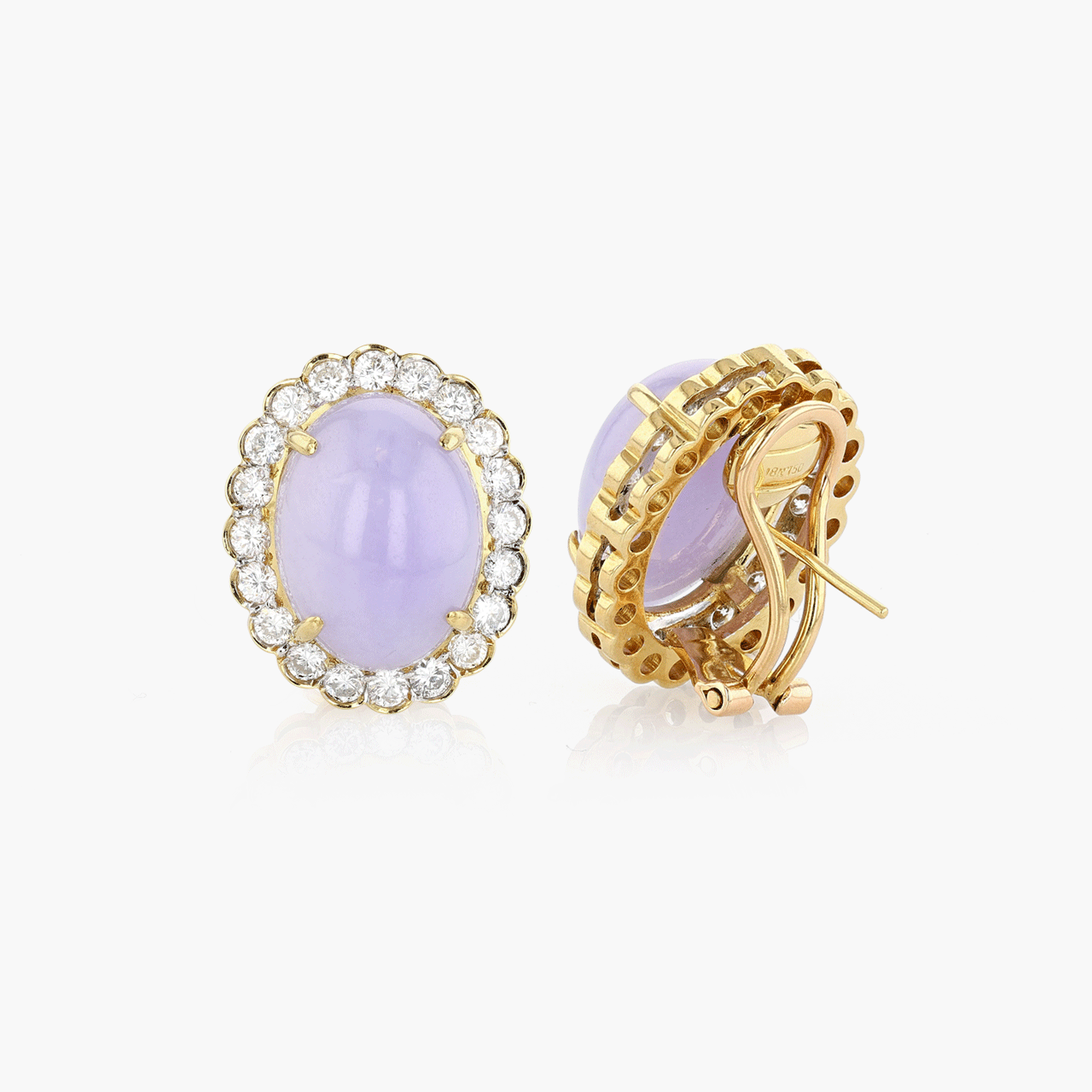 Gold, Diamond, and Lavender Jade Earrings