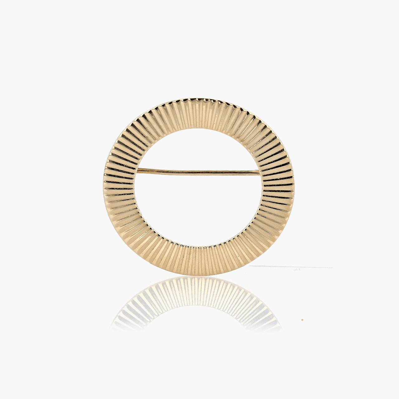 Gold Engine Turned Circle Brooch