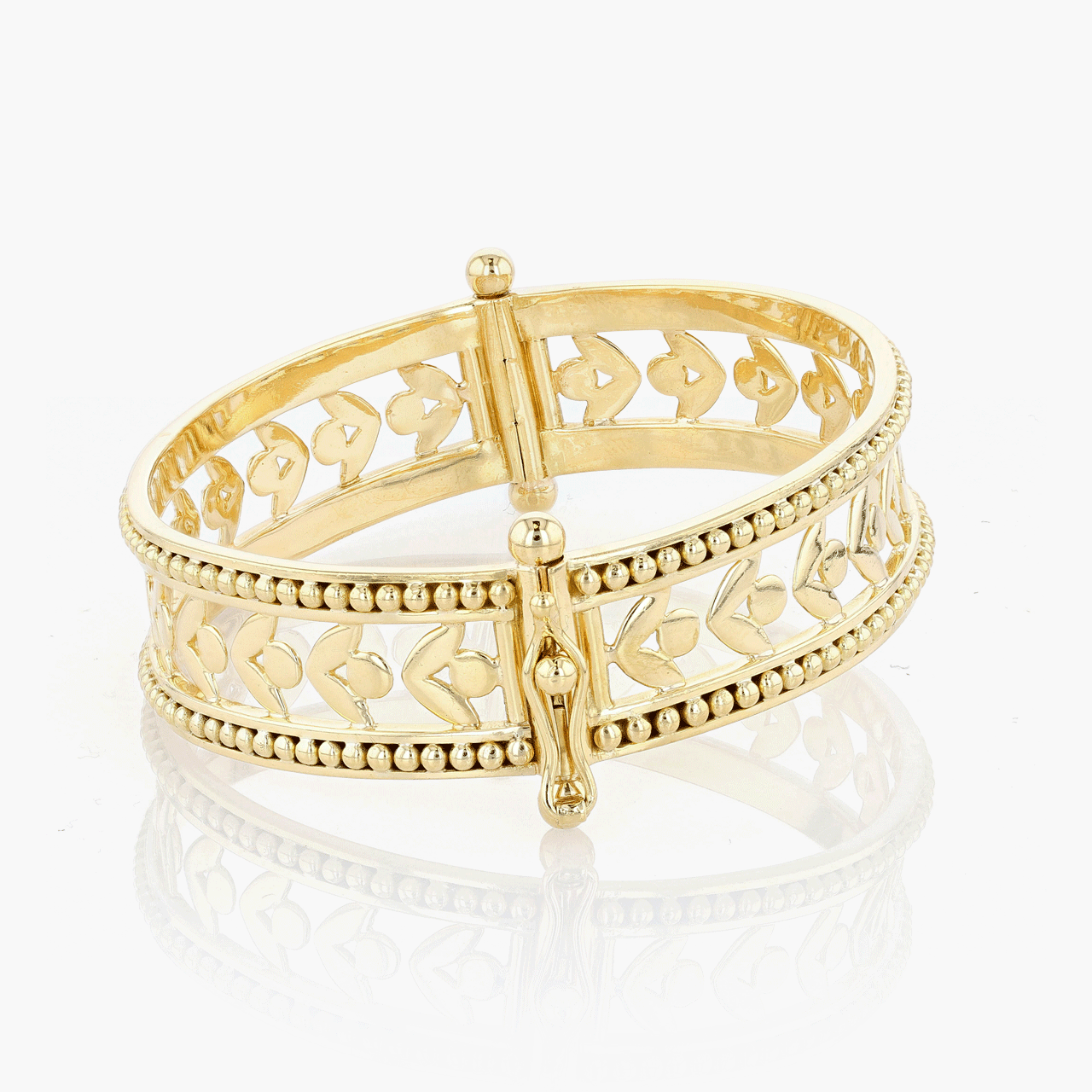 Vintage Temple St. Clair 18k Yellow Gold Open Flower Bangle