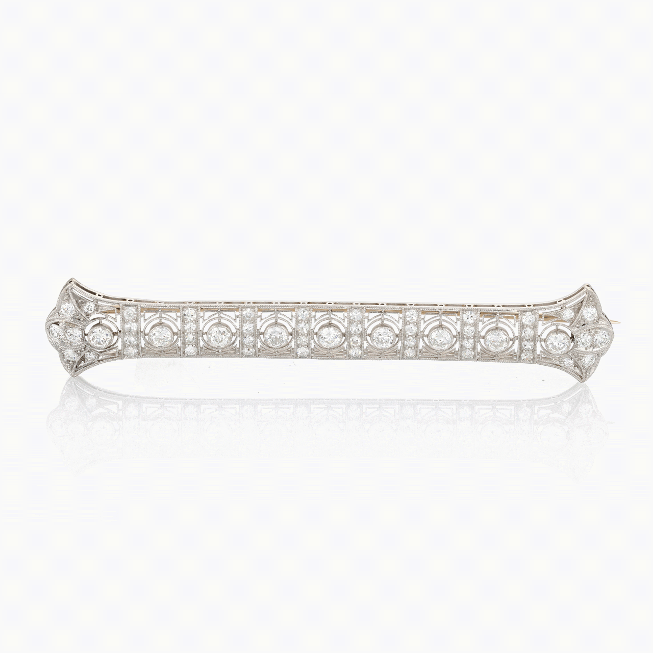 Antique Platinum, Gold, and Old Cut Diamond Bar Pin
