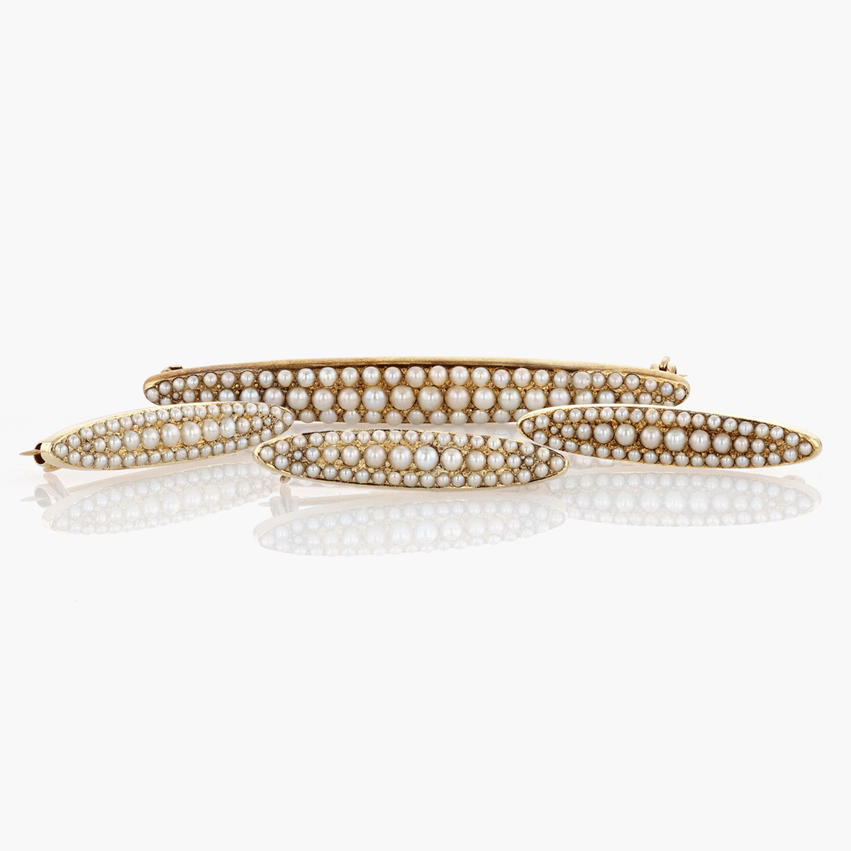 Antique Victorian Gold and Seed Pearl Pin Set