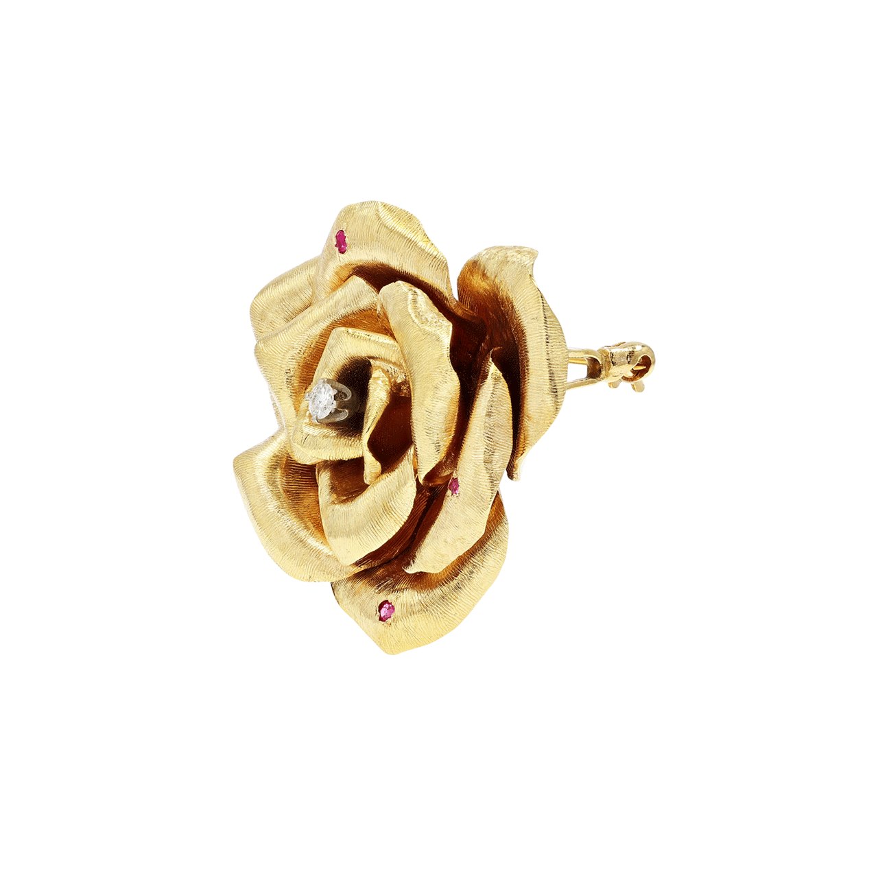 Retro 14k Rose Gold Rose Brooch