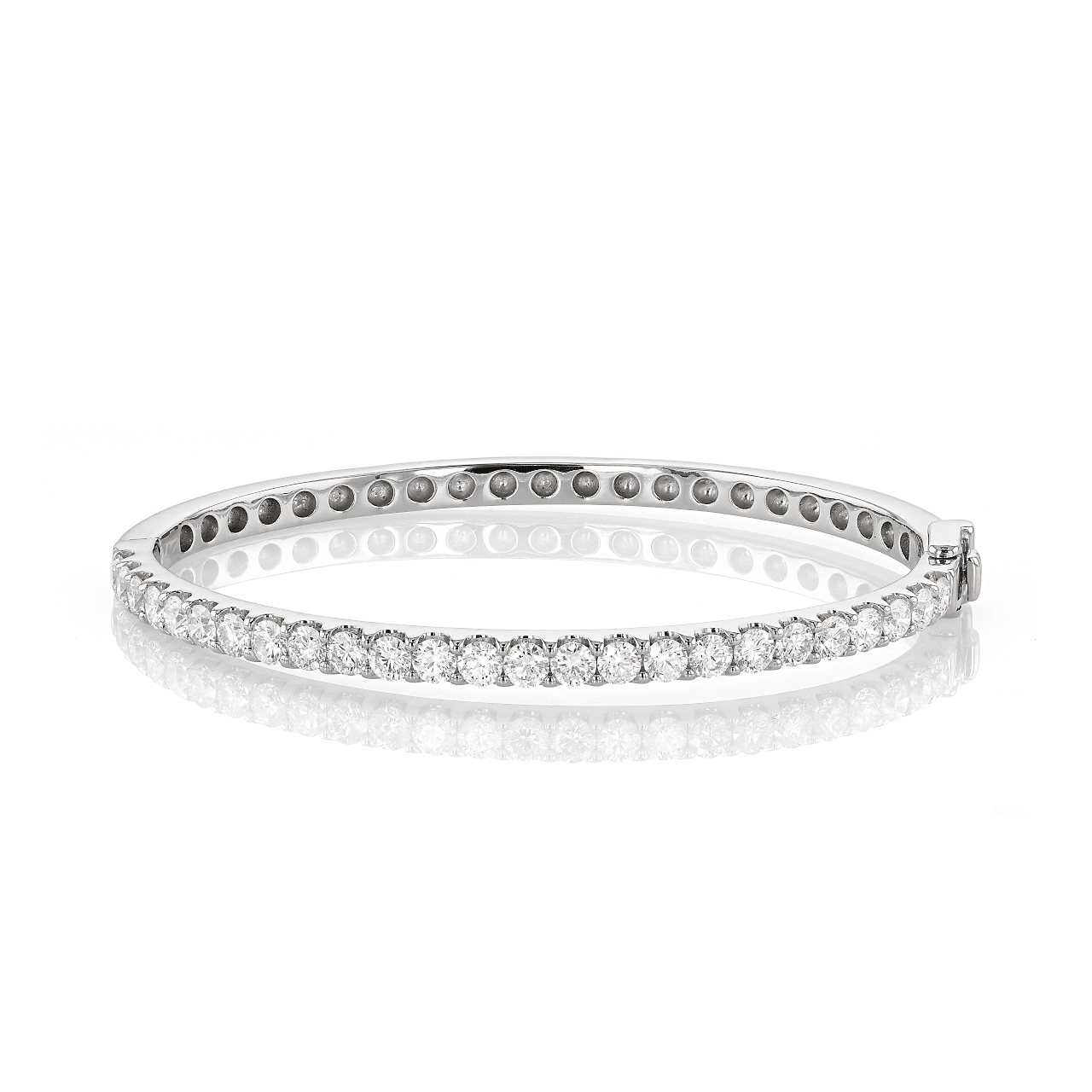 White Gold and Diamond Hinged Bangle