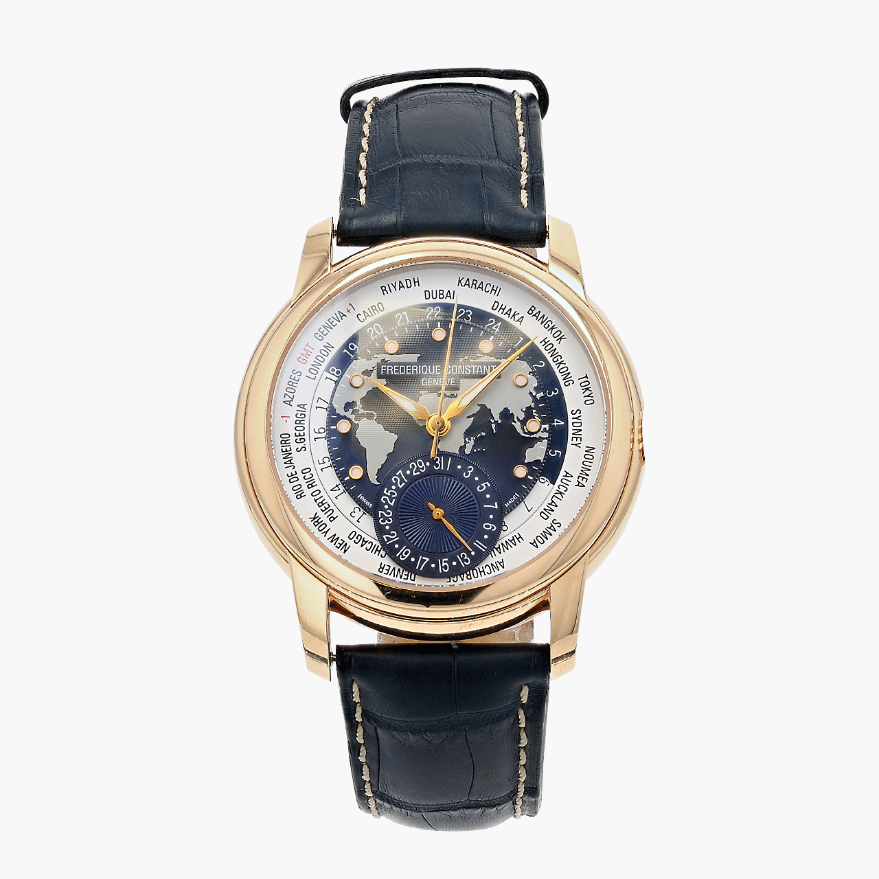 Vintage 18K Rose Gold Frederique Constant World Time