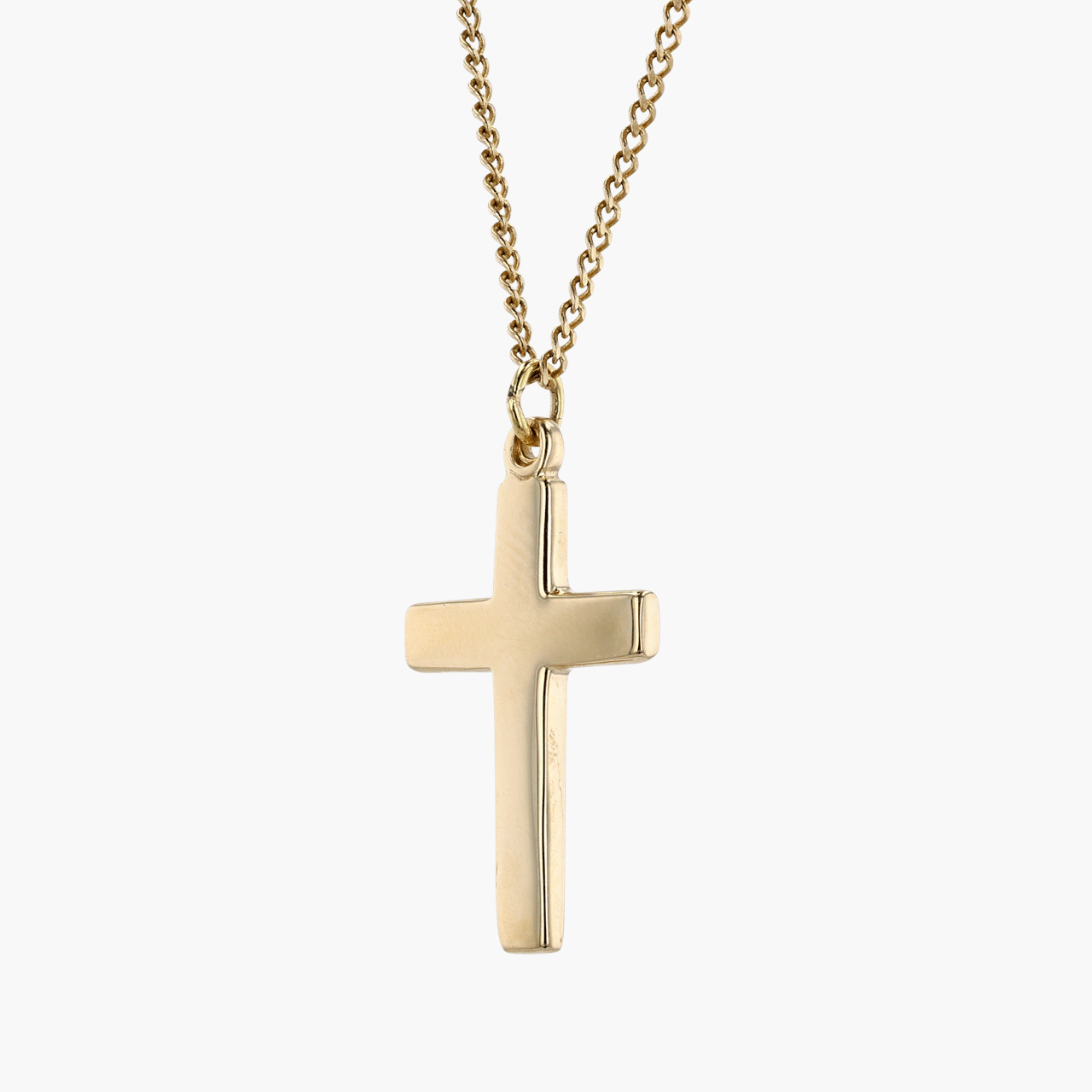 Gold Cross on Curb Chain
