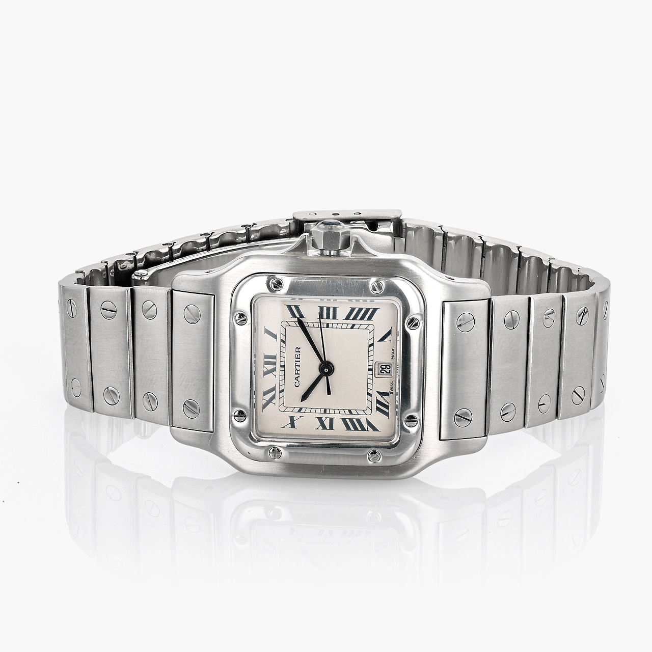 Cartier Santos Galbee Quartz Steel Wristwatch circa 1985