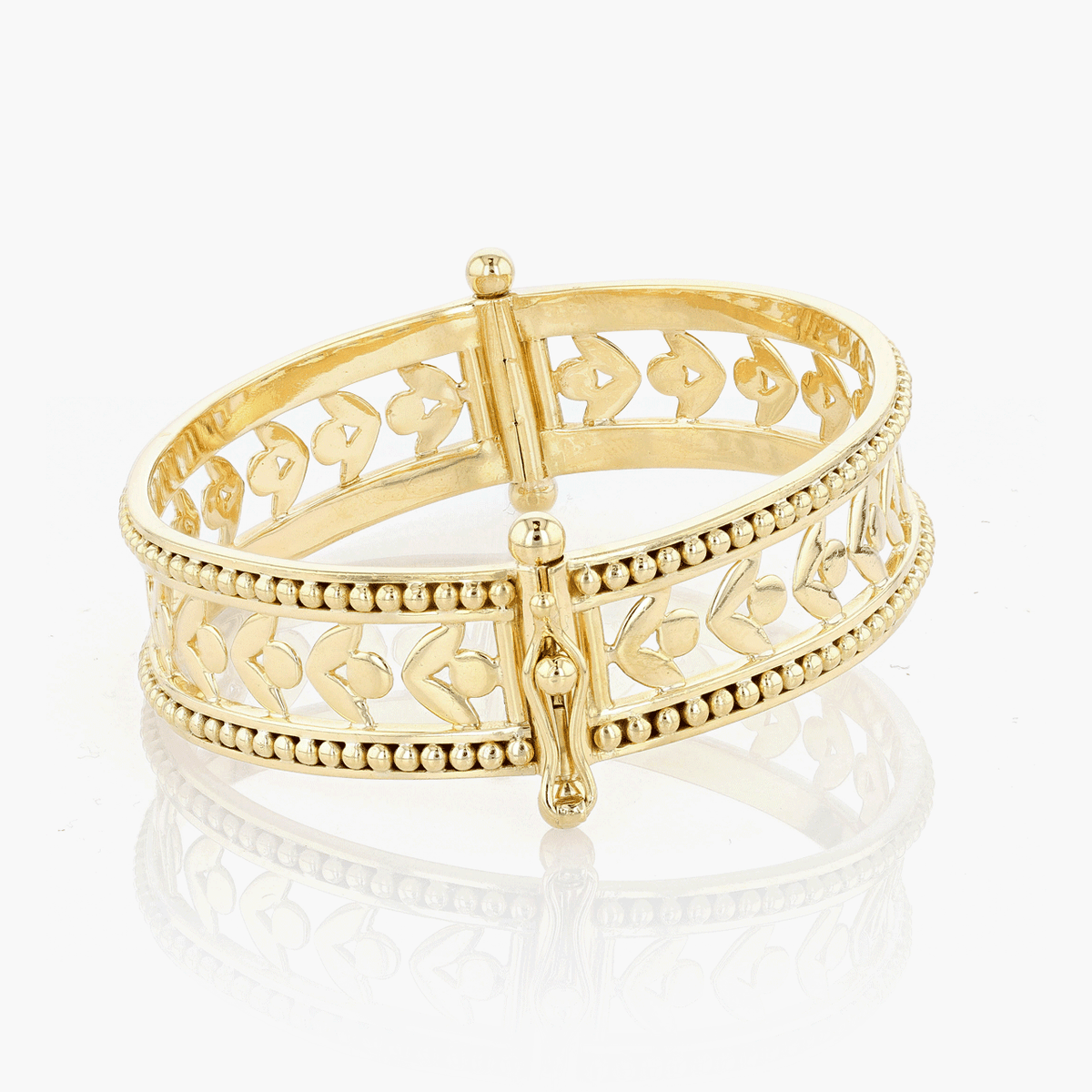 Vintage Temple St. Clair 18k Yellow Gold Open Flower Bangle