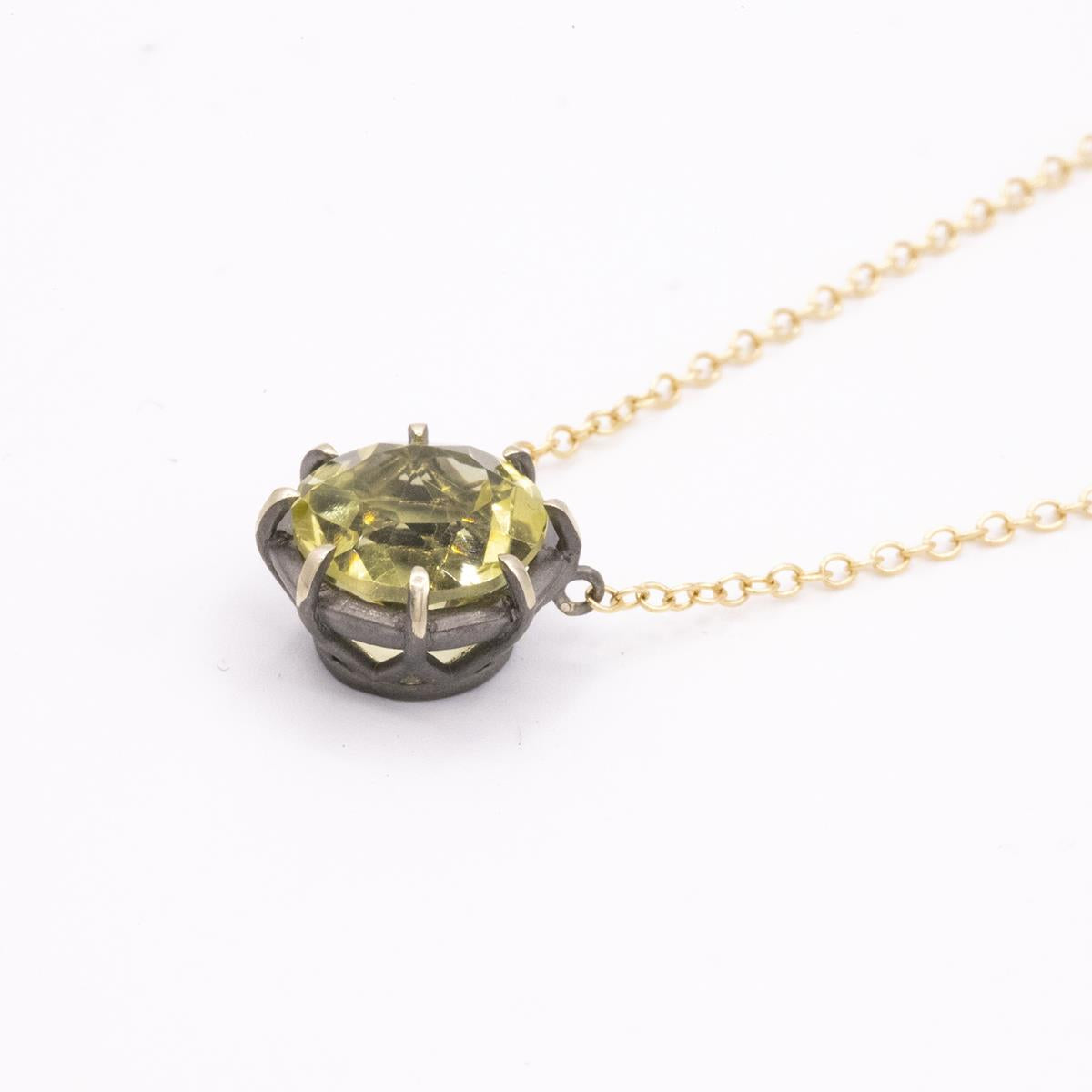 Gemma Collection 14KT Gold Lemon Quartz Pendant Necklace