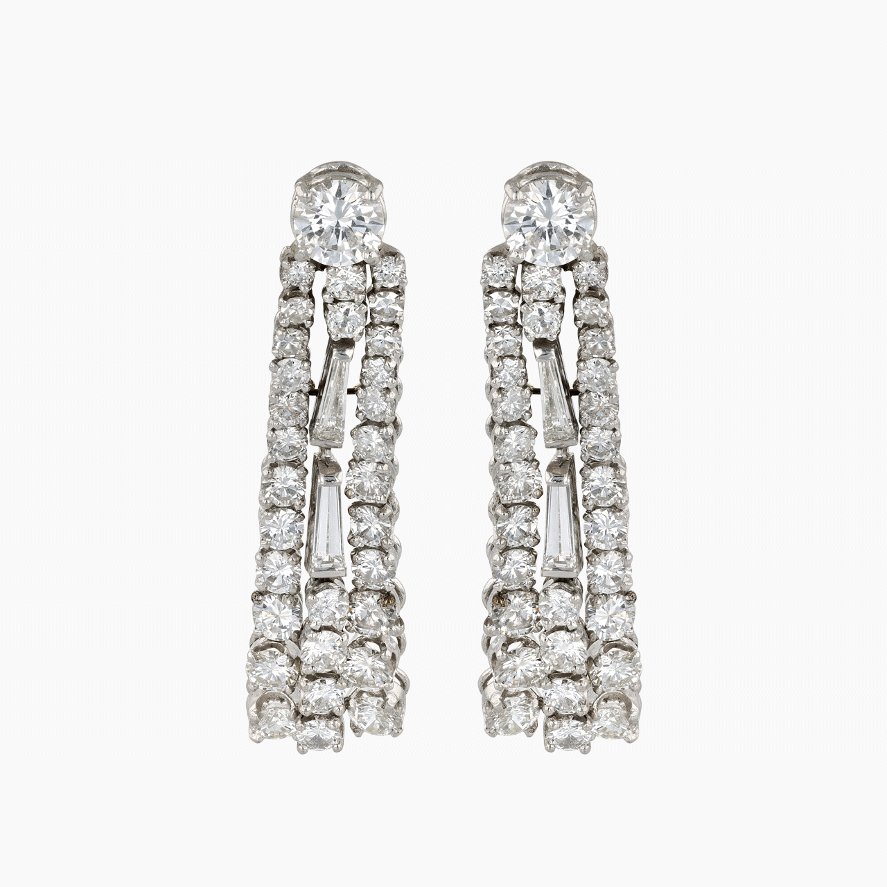 Platinum and Diamond Tassel Earrings