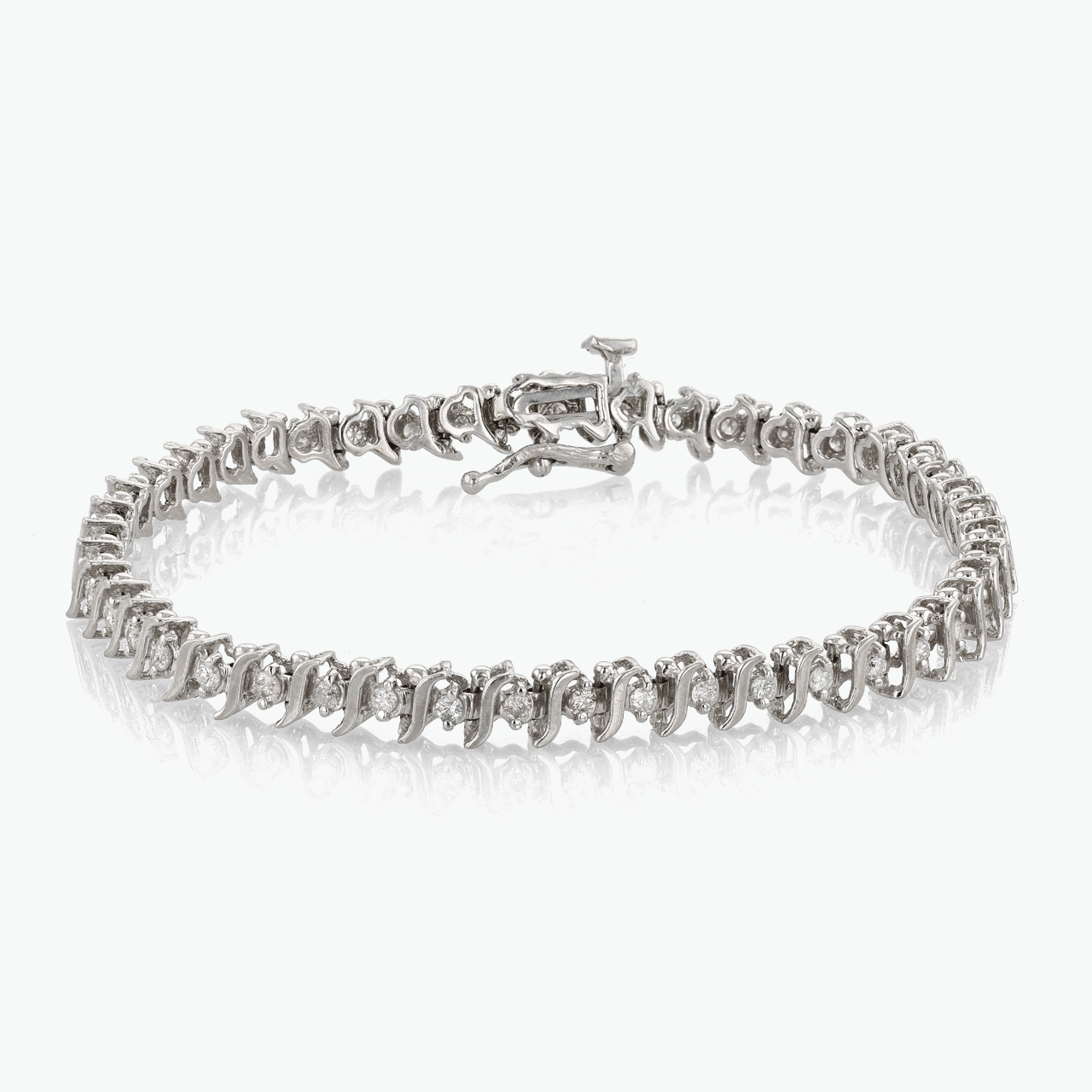 White Gold and Diamond Line Bracelet
