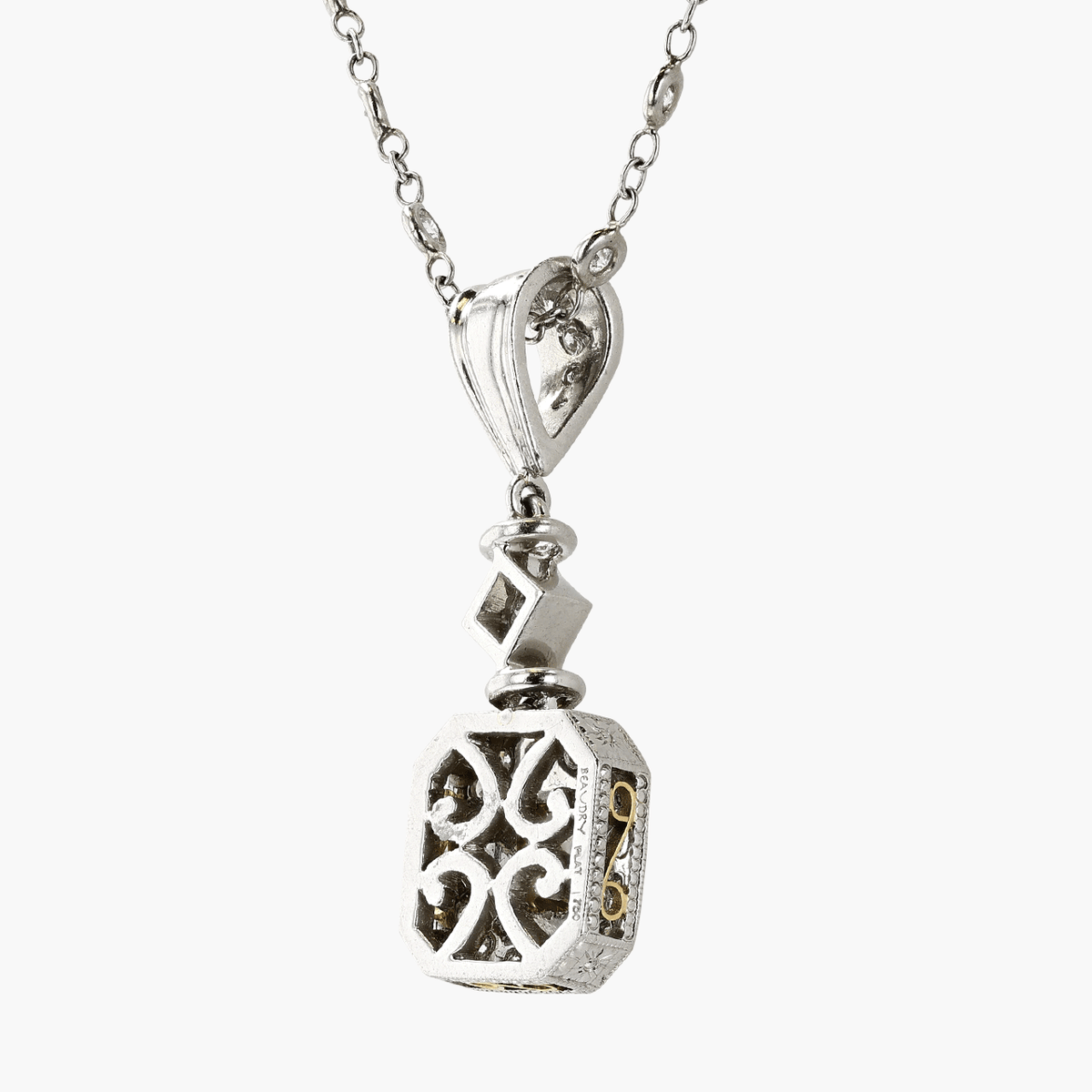 Platinum and 18KT Gold Fancy Radiant 1.02CT Fancy Diamond Necklace