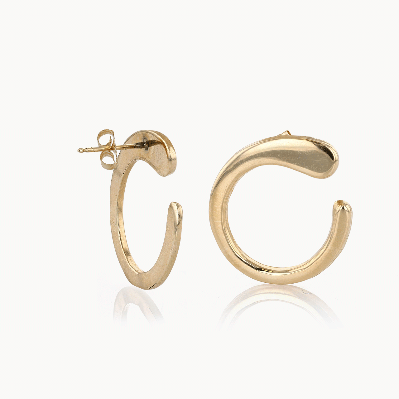 Gold High Polish Circle Swirl Earrings