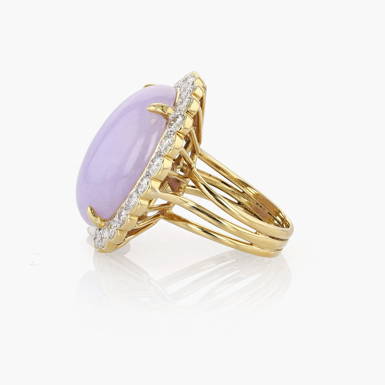 Gold, Diamond, and Lavender Jade Ring