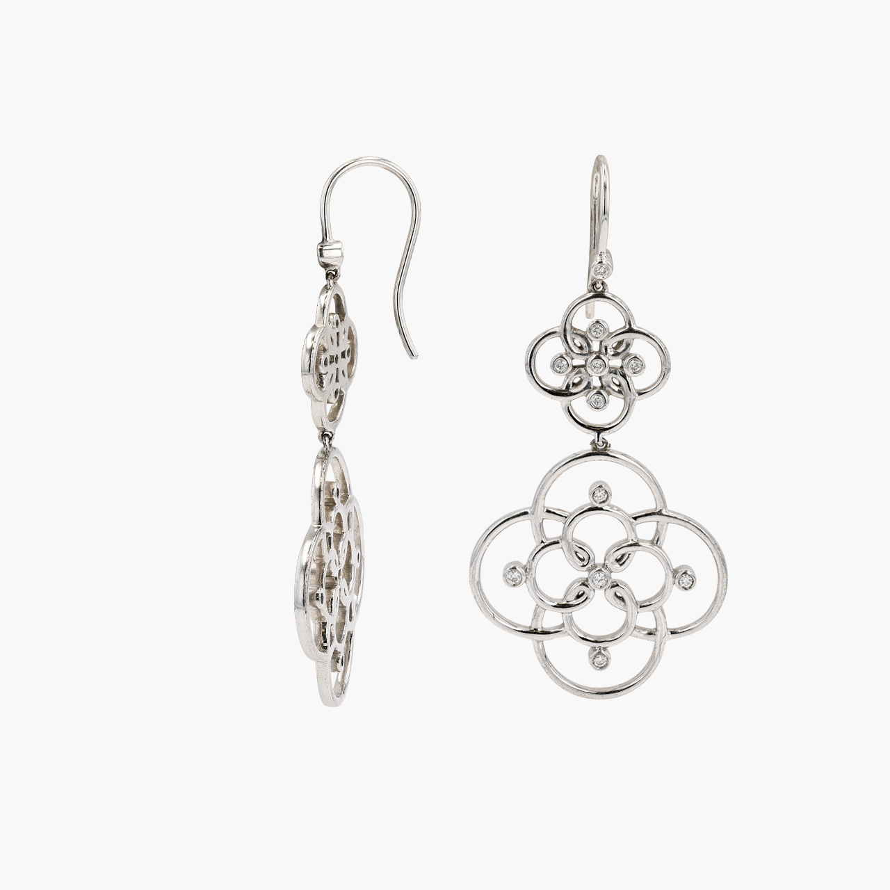 Silver and Diamond Arabesque Earrings by Hamilton Jewelers