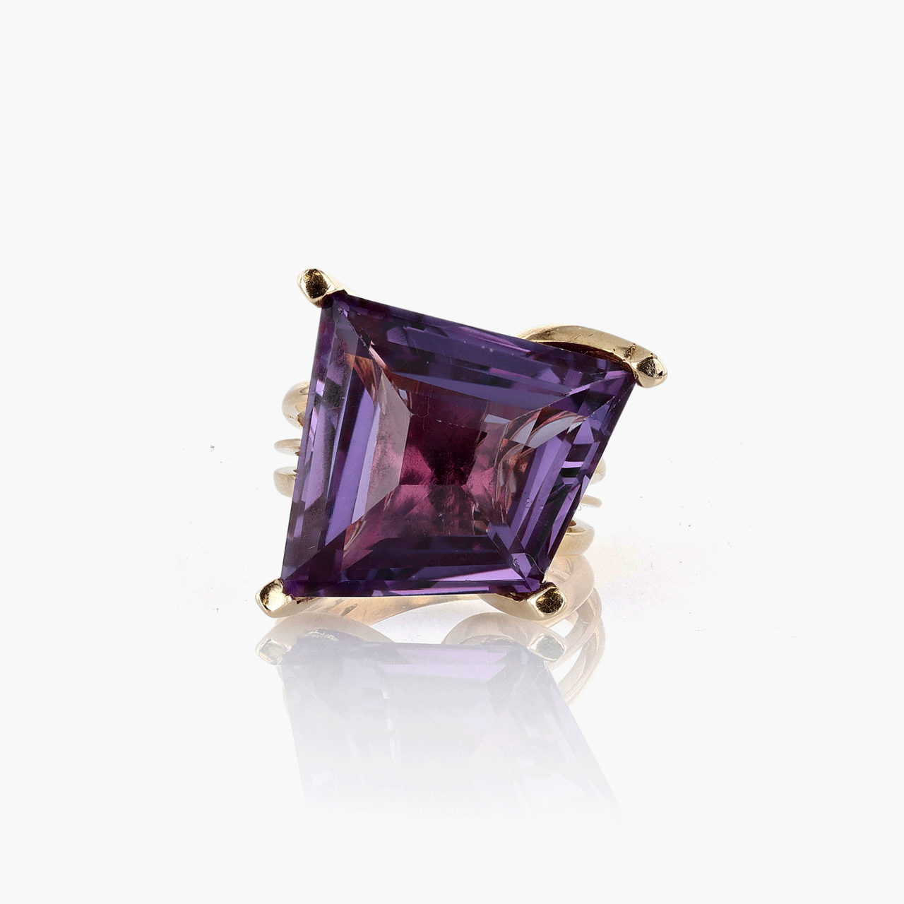 Rose Gold and Fancy Shape Amethyst Cocktail Ring