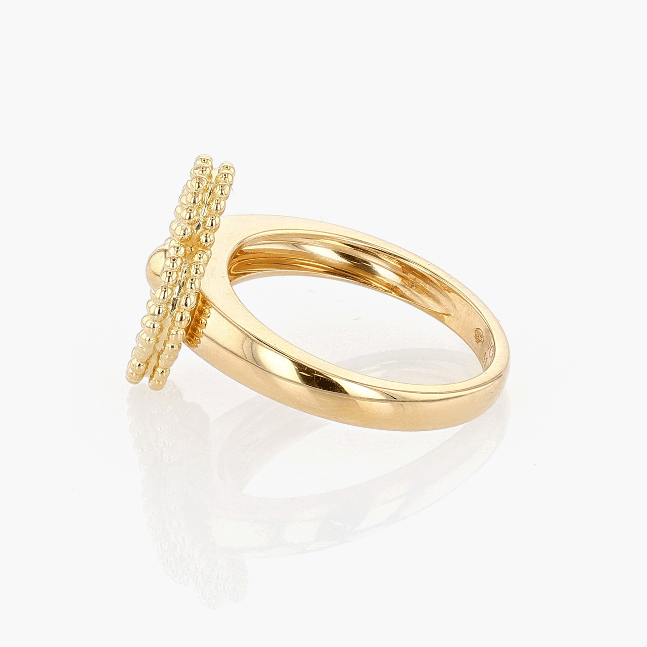 Vintage Van Cleef and Arpels 18k Yellow Gold Diamond Alhambra Ring