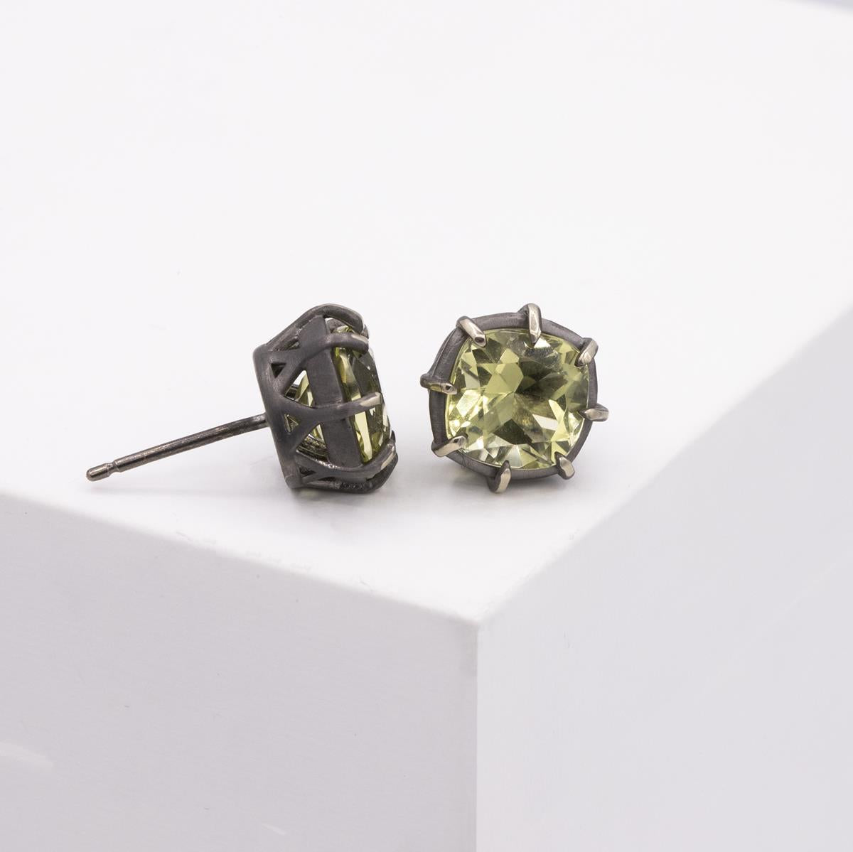 Gemma Collection 14KT Gold Lemon Quartz Pushback Stud Earrings