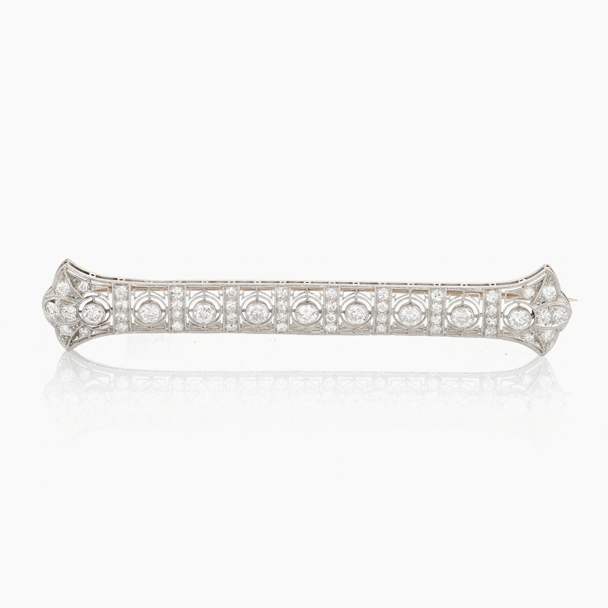 Antique Platinum, Gold, and Old Cut Diamond Bar Pin