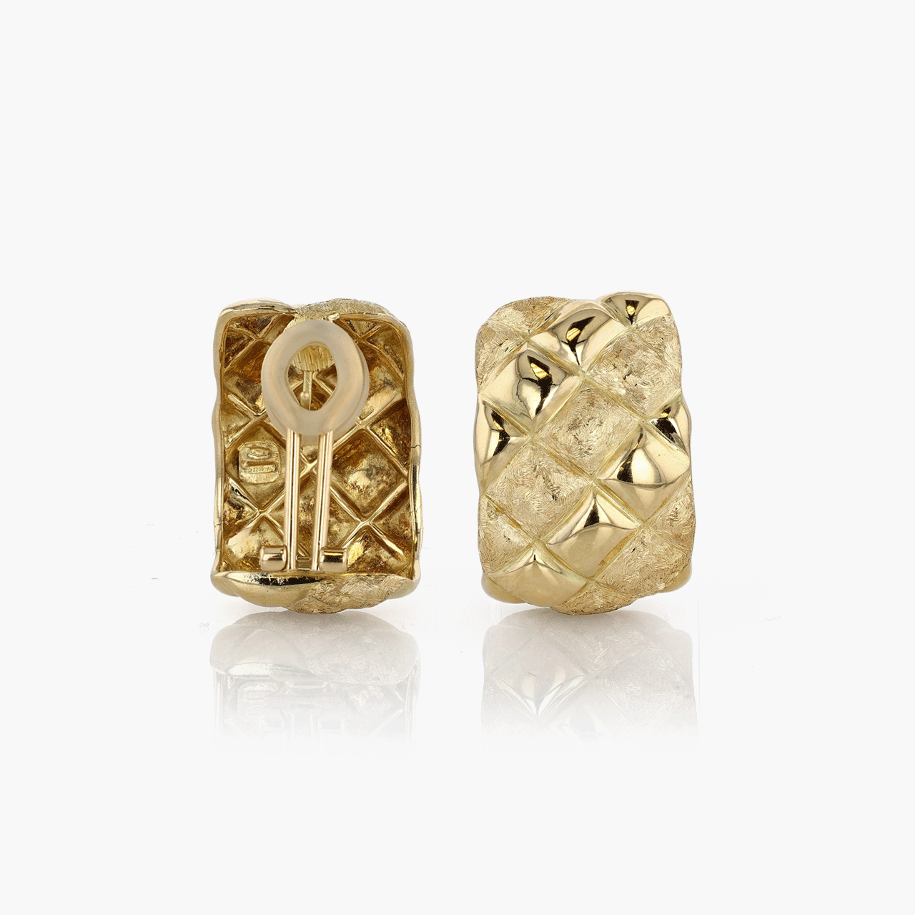 Gold Wide Quilted Half Hoop Earrings