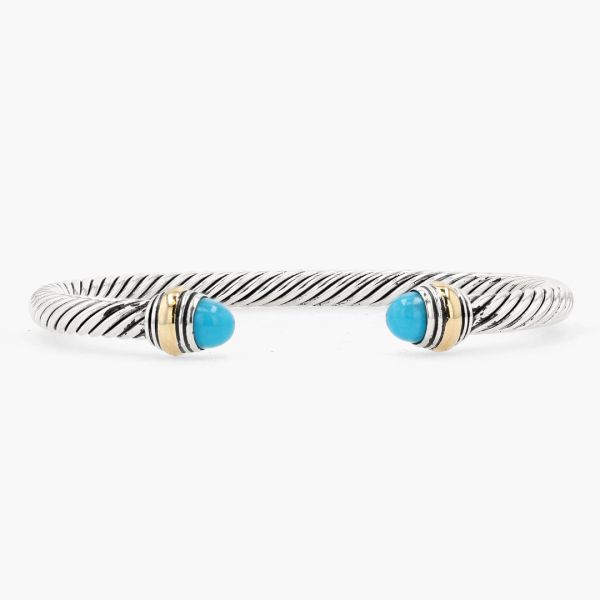 VINTAGE DAVID YURMAN CABLE BANGLE WITH TURQUOISE END CAPS