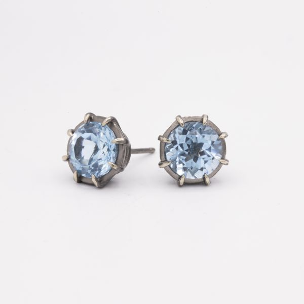 GEMMA COLLECTION BLUE TOPAZ PUSHBACK STUD EARRINGS