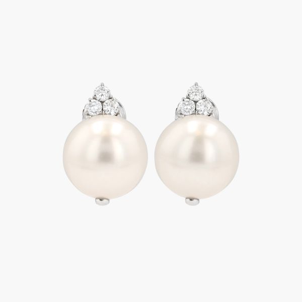 VINTAGE SOUTH SEA PEARL EARRINGS WITH DIAMONDS