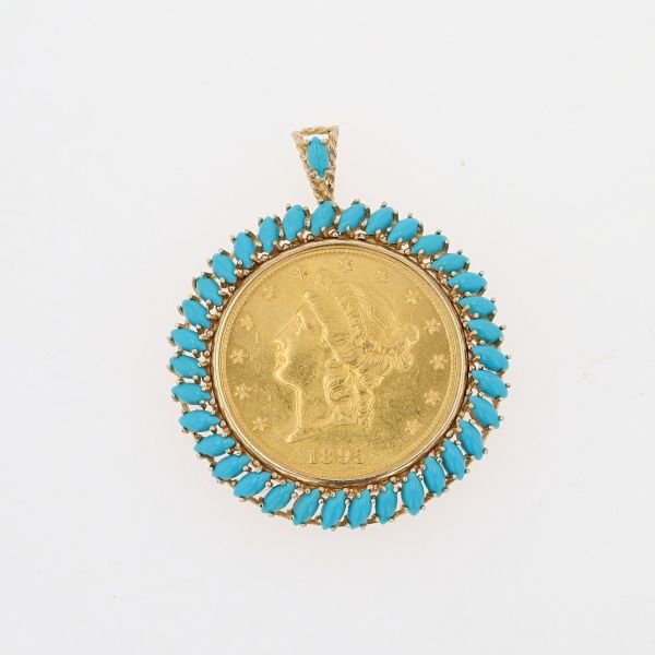 22KT LIBERTY COIN WITH TURQUOISE